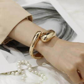 Chunky Gold Cuff Bracelet for Women Gold Silver Bracelets for Women Silver Bangles Jewelry Adjustable Bracelets Gifts