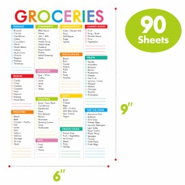 Hebayy 90 Sheets Fastcheck Grocery List Magnet Pad, 110 Printed Common Food for Fridge and Blank Grocery Shopping Spaces for Home. Size 6”x 9”