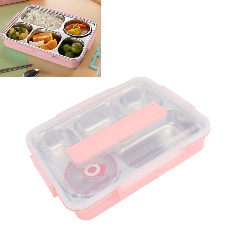 Lunch Box with Lid 5 Compartments Heat Preservation Stainless Steel