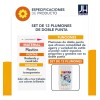 J.H. Comapny Set 12 Plumones Doble Punta Estuche Portatil Colores