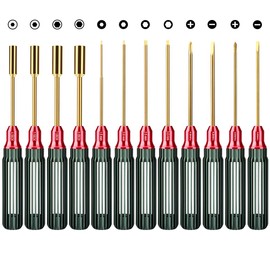 GLOBACT New Upgrade RC Screwdriver Kit RC Hex Driver Set RC Tool Kit RC Repair Tool Box for Traxxas Axial Arrma Losi Redcat HPI HSP Tamiya 1/8 1/10 RC Car Truck Crawler (12Pcs Dark Green)