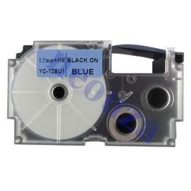 Casio XR-12BU1 Black on Blue Label Tape - Black on Blue, 1.2 cm, 8 m
