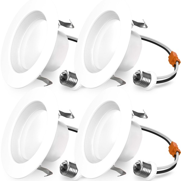 Sunco 4 Pack LED Recessed Lighting 4 Inch, 2700K Soft White, Dimmable Can Lights, Baffle Trim, 11W=60W, 660LM, Damp Rated, Retrofit Installation - Energy Star