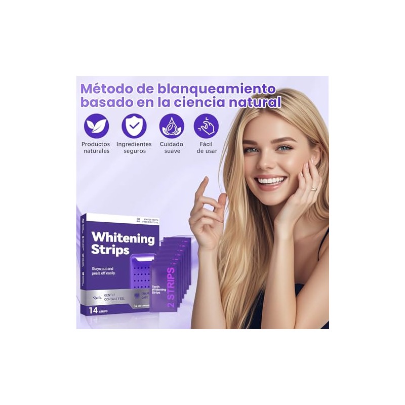 LUSCOR Purple Teeth Whitening Strips, 7Pares-14 Tira Tiras Blanqueadoras De