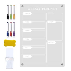Acrylic Calendar for Fridge, Weekly Planner, Wipe Clean, Acrylic Monthly Planner, Whiteboard, Acrylic Transparent, Dry Wipe Magnetic Board for Fridge, Monthly Weekly Planning Board