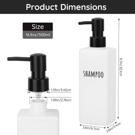 Segbeauty Soap Dispenser White, Pack of 6 500 ml Shampoo Bottles for Filling, Shampoo Dispenser Refillable, Soap Dispenser Plastic with Printed Labels, Bathroom Soap Dispenser Set