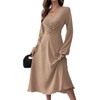 LalaLin Women's Long Sleeve Maxi Dress V-Neck Twist Waist Wedding