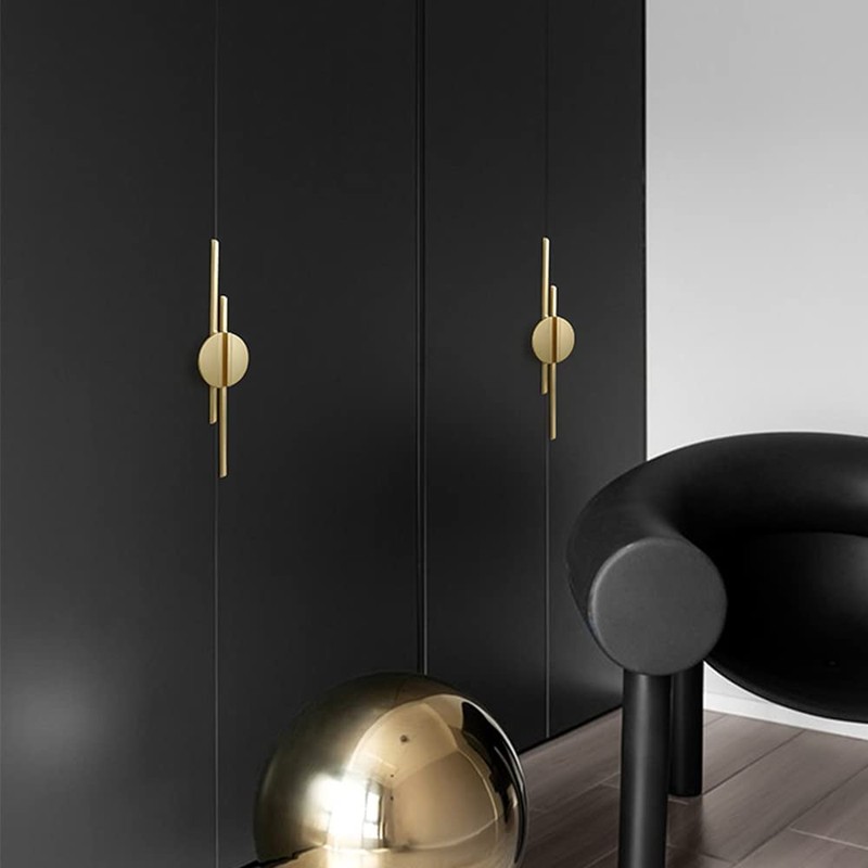 Wotendy 2 Pack Brushed Gold Cabinet Pulls, 64mm Hole Centers