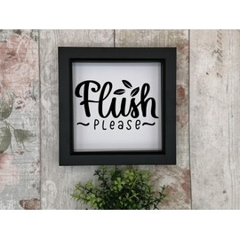 Flush It Please Toilet Bathroom Décor Cute Stickers - Bathroom Décor - Toilet Sticker - Bathroom Sign, Toilet Lid Decal - Bathroom Wall Art - Funny Stickers - Potty Training Stickers (Medium, Black)