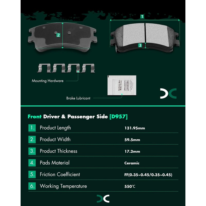 SCITOO D957 Front Ceramic Brake Pads Sets Fit For Mazda