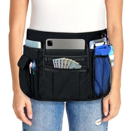 MELINON Multi-Pocket Waitress Apron: Adjustable Half Apron for Servers, Waiters, and Kitchen Staff, Ideal for Restaurants, Bistros, and Kitchens, Black