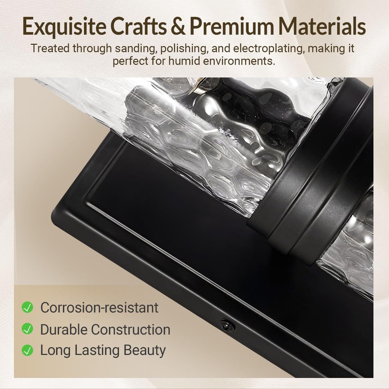 ANDY STAR Bathroom Light Fixtures, 2-Light Black Vanity Wall Sconces