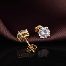 JiaYang Sparkling CZ Diamond Stud Earrings 925 Sterling Silver Cubic Zirconia Stud Earrings Hypoallergenic Stud Earrings for Women / Men Unisex Earrings Stud Earrings 4 mm - 8 mm, Cubic Zirconia