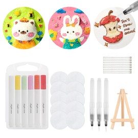 Magic Puffy Paint, 3D Foam Texture Painting Set, Puffy Paints, Foam Textured Paper Marker Bead Chain Mini Easel, Magic Puffy Paint Kit, Sensory Art Set