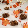 BOHON Thanksgiving Table Decor Rattan Pumpkin Berry Maple Leaves String