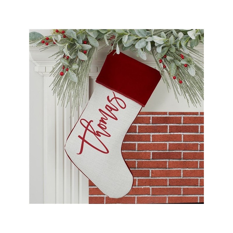 Personalization Universe Scripty Name Plush Velvet Christmas Stocking - Customizable