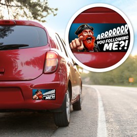 Are You Following Me - Cool Funny Accessories Gifts Pranks for Adults Teens Kids. Truck Car Bumper, Boat, Camper, RV, Laptop, Backpack, Luggage, Water Bottle. Must have Pirate Stickers for your stuff!