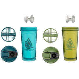 Hydra Cup ProFlow [2 Pack] 28 oz Shaker Bottles for Protein Shakes, Shaker Cups with Ball Blender Whisk, Shaker Bottle with Handle, Travel To Go, BPA Free (Teal,Green)