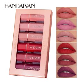 6 Colores De Lápiz Labial Mate De Terciopelo Líquido Mix