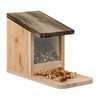 Relaxdays Squirrel Feeder House, Wood, Folding Roof, Seating Platform, Squirrel