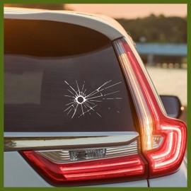 MYMKO Broken Glass Decal, Funny Car Window Decals, 6 Inches UV DTF Tranfer Car Stickers, Aesthetic Weatherproof Car Truck Window Bumper Sticker, Humor Car Stickers and Decals for Women Men