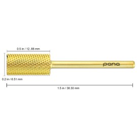 PANA Flat Top Large Barrel 3/32" Shank Size - (Gold, Medium Grit) - Fast remove Acrylic or Hard Gel Nail Drill Bit for Manicure Pedicure Salon Professional or Beginner