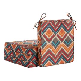 Greendale Home Fashions Outdoor 18-inch Square Reversible Seat Cushion with Ties, 4-Pack, Aztec 4 Count