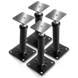 Duvecfoi 4 Pcs Adjustable House Floor Posts for Support, 13" - 16" Height Range Post, Supports 3000-6000 Lbs Each, DIY House Posts Ideal for Basement, Stabilizing Stairs, Decks, Crawl Spaces, Black