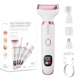 Maquinilla de afeitar eléctrica para mujeres, recortadora de bikini 4 en 1 y afeitadora corporal para nariz, vello facial, cejas, brazos, piernas, axi