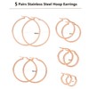 Elicola 5 Pairs Stainless Steel Hypoallergenic Large Hoop Earring Sets