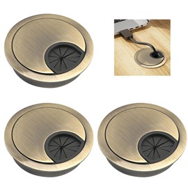 atnayo 3pcs Desk Grommet 60mm, Bronze Desk Plug Hole Cover, Desk Cable Grommet, Desk Cable Hole Cover for Desktop Cable Organizer