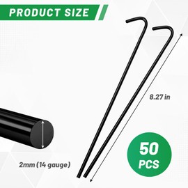 U0U 8.27inch 50 Packs Chain Link Fence Ties,Black Heavy Duty 14 Gauge Aluminum Fence Ties,Chain Link Fence Parts for Repair Chain Link Fence, Garden Fence,and Dog Fence (8.27inch/50packs)