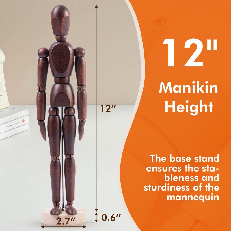 Falling in Art 12Inch Drawing Mannequin, Wooden Human Model for