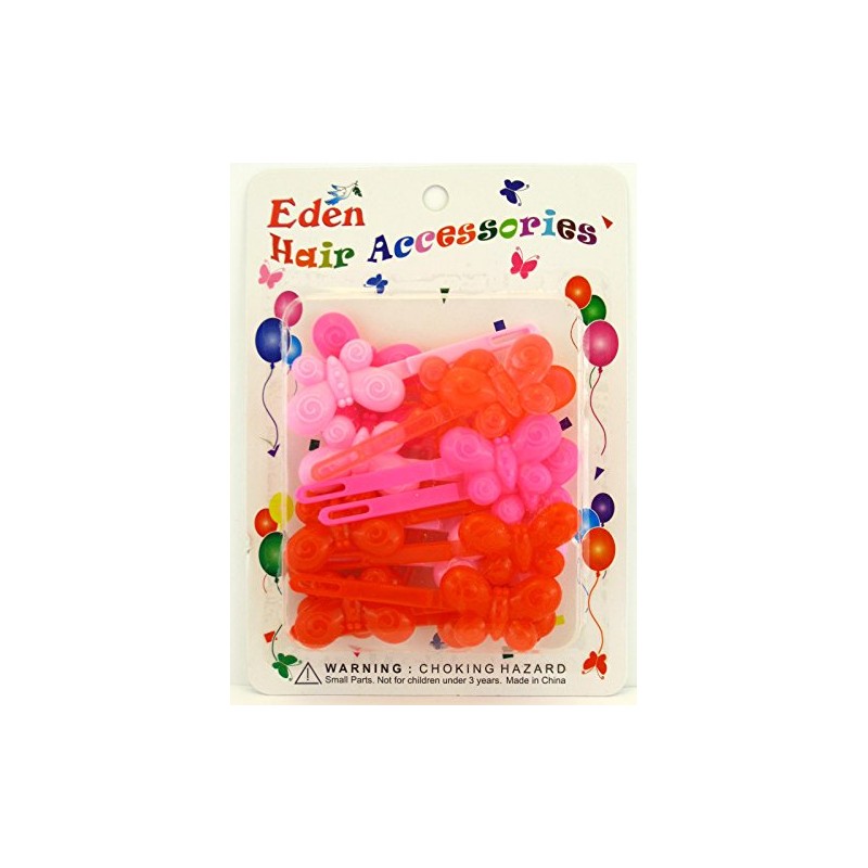 Eden Self Hinge Butterfly Hair Barrettes - 18 Pcs.