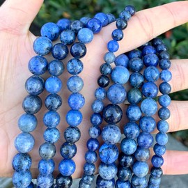 2 Strands Adabele Natural Blue Dumortierite Healing Gemstone 6mm (0.24 inch) Round Loose Beads Gem Stone Spacer (116-124pcs) for Jewelry Craft Making GF28-6