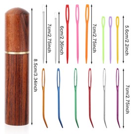 14pcs Large Eye Sewing Needles Kit, Plastic Aluminium Big Eye Darning Needles Bent Needles Straight Curved Blunt Embroidery Hand Knitting Needles Tapestry Needle for Crochet Yarn Wool Twine