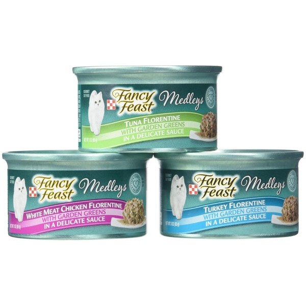 Fancy Feast Purina Medleys Cat Food Variety Pack - Florentine Collection - 3 Oz, 18 Case