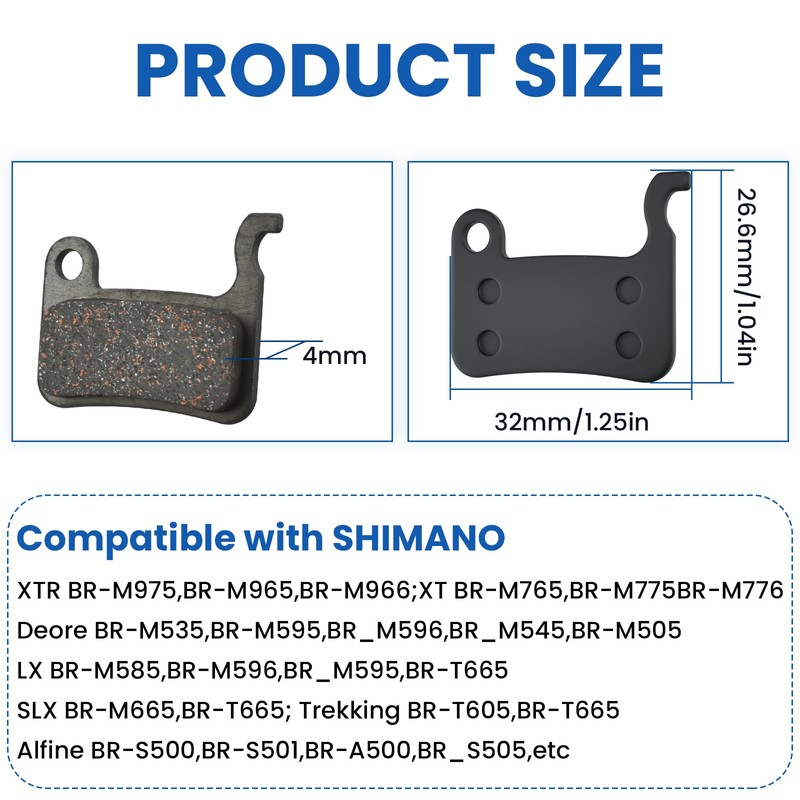 MILYARD 4 Pairs Bike Disc Brake Pads with Installation Tools,