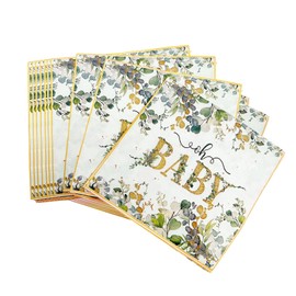 Bliceon Baby Shower Napkins, Sage Green Eucalyptus for Boy and Girl Baby Showers and Gender Reveal Parties, Serviettes for Celebrations and Gatherings