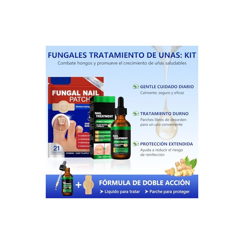 Parches Reparadores de Uñas+Tratamiento de Uñas con Esencia de Jengibre