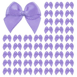 FOCMKEAS 50 pcs 1×1" Purple Mini Satin Ribbon Twist Tie，Satin Ribbon Bows，Ribbons Small Tiny Bows for Hair Accessories Wedding Holiday Gifts Packing Wrapping Party DIY Craft Sewing