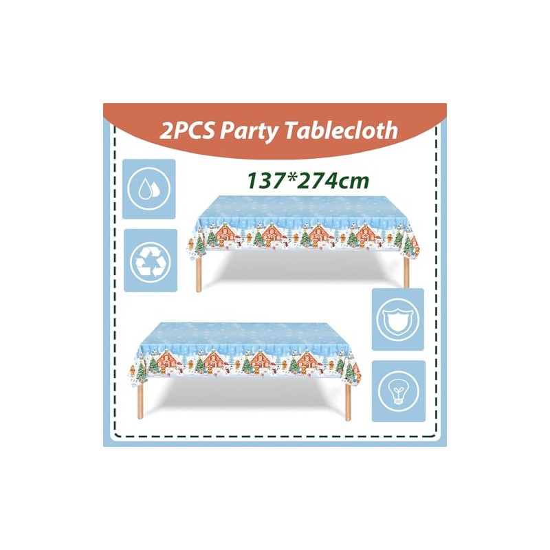 137*274cm Large Christmas Tablecloth Party,Christmas Decorations Tablecloths,Plastic Gingerbread Man Table