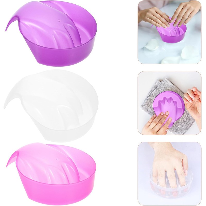 3 Piezas Cuenco para Remojar Uñas de Plástico para Herramienta