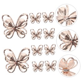 Baluue 10pcs Hollow Butterfly Nail Art Patches Multi-Shape Gems for Girls DIY Manicure Patches Rhinestones Elegant Nail Charms