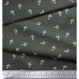 Soimoi Gray Heavy Canvas Fabric Colourful Water Drops Nature Decor Fabric Printed metre 58 Inch Wide