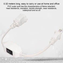 Yosoo Extension Cord with On-Off Switch, 16AWG Waterproof 2-Pin Polarity Extension Cord with Switch for 1‑15P Male to 1‑15R Female Plug PVC Outer Quilt, Pure Copper Conductor (White)