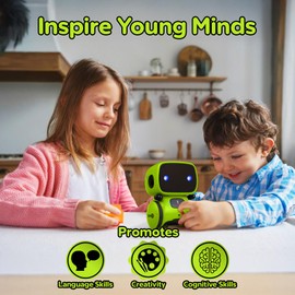 Contixo R1 Smart Robot Toy, Lime Voice Control and Touch Sensor Interactive Talking Robots with Dancing Learning, Compact Educational Portable Intelligent Toys Gift for Toddlers, Boys and Girls