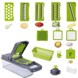 RIDMARK 15 in 1 Multifunctional Vegetable Chopper & Kitchen Gadgets Set, Small, Green, YH-B511