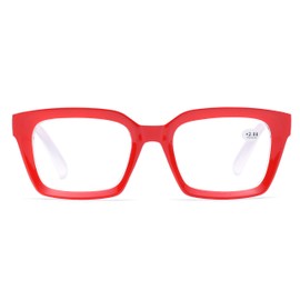 ZUVGEES Retro Style Square Reading Glass Big Eyeglass Frames Large lens 50mm (Red, 2.50)