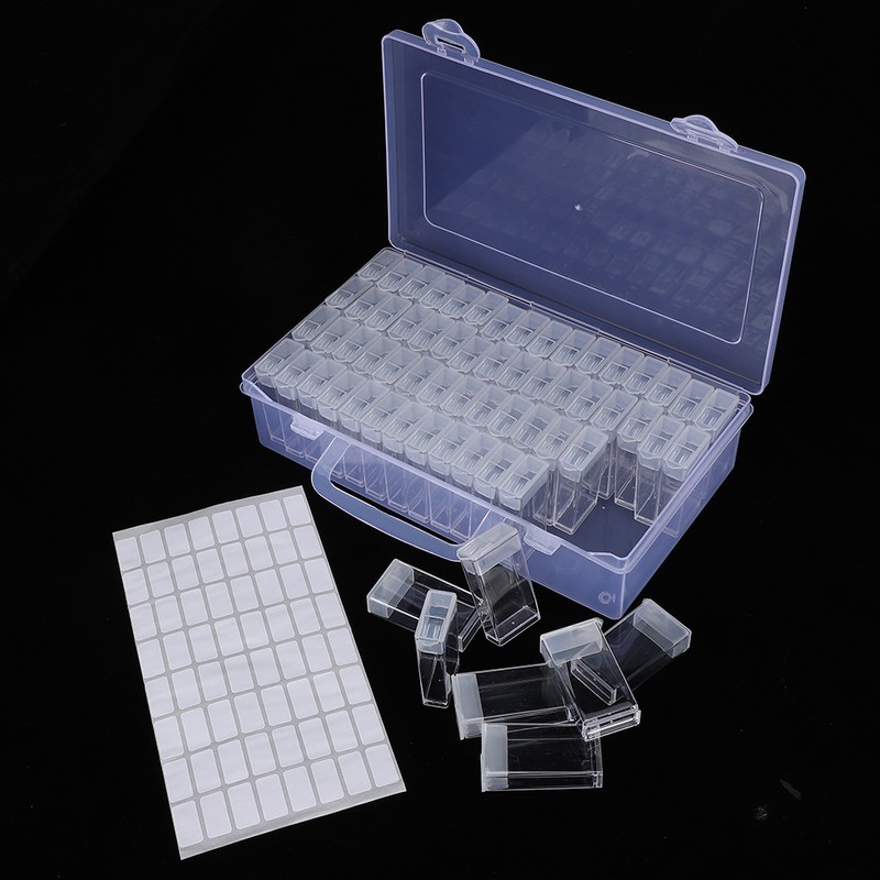 64 Gird Diamond Painting Container Clear Plastic Cross Stitch Hand‑Made